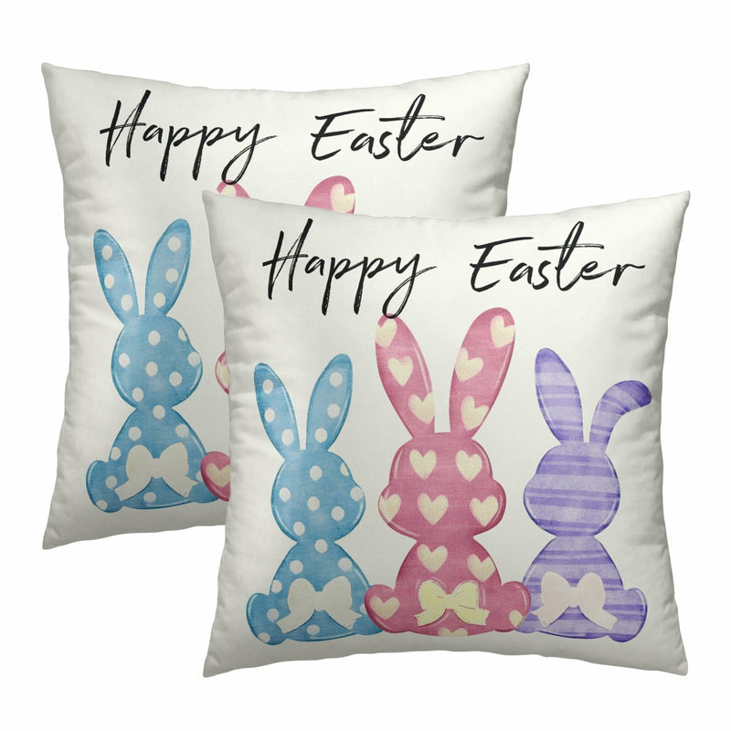 Load image into Gallery viewer, Happy Easter Throw Pillow Covers Set of 2 18x18 Cotton Colorful Bunny