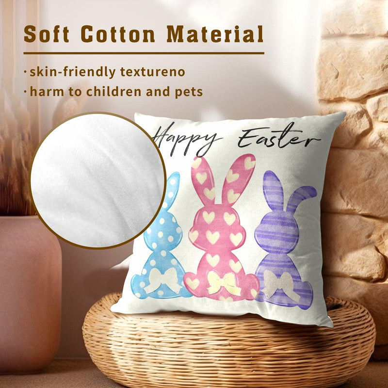 Load image into Gallery viewer, Happy Easter Throw Pillow Covers Set of 2 18x18 Cotton Colorful Bunny