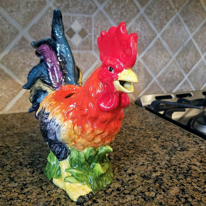 Load image into Gallery viewer, Rooster Farmhouse Teapot Colorful Ceramic Farm Barnyard Animal Blue Sky Goldminc