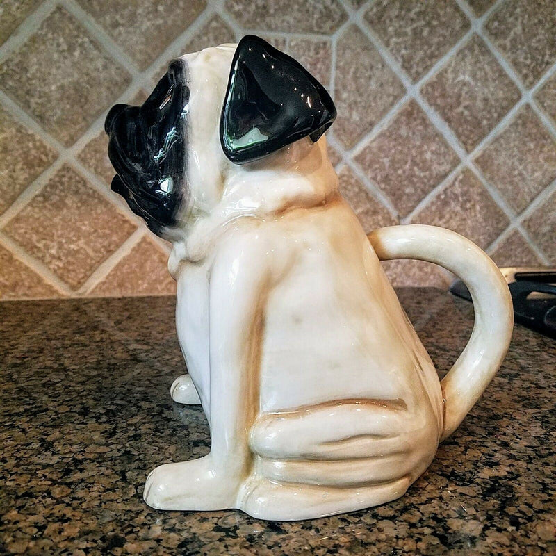 Load image into Gallery viewer, Chinese Pug Teapot Carlin Dog Animal Tea Pot Blue Sky Heather Goldminc Ceramics