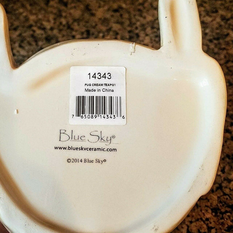 Load image into Gallery viewer, Chinese Pug Teapot Carlin Dog Animal Tea Pot Blue Sky Heather Goldminc Ceramics