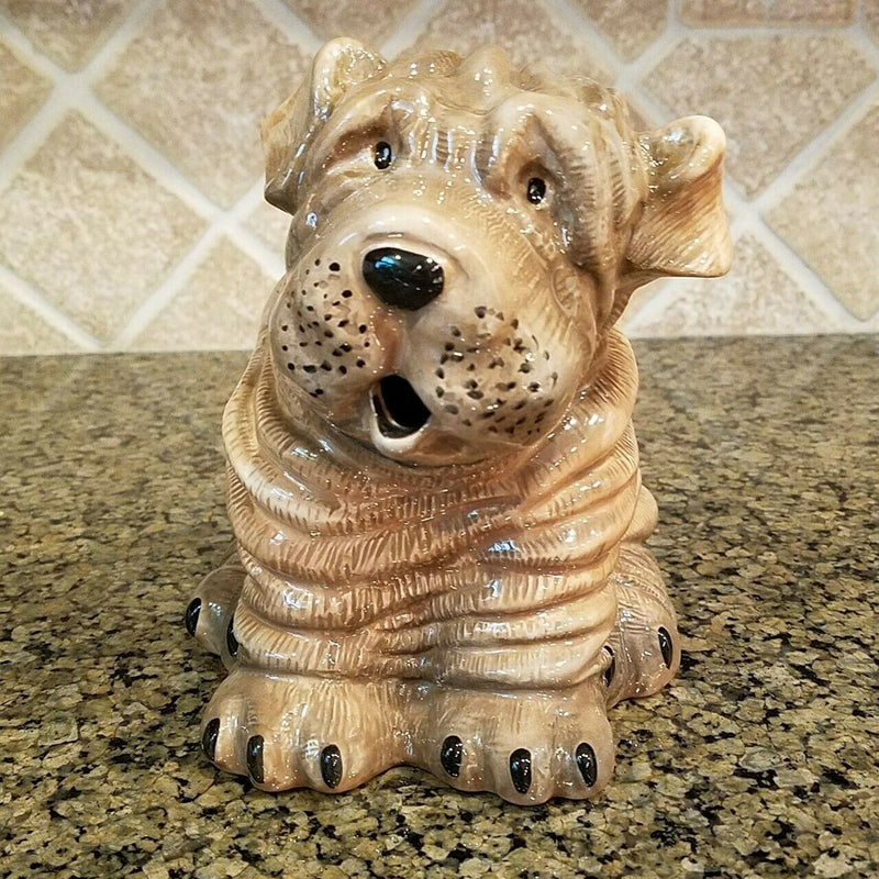 Load image into Gallery viewer, Shar Pei Dog Teapot Brown Ceramic Collectible Kitchen Décor Blue Sky Goldminic