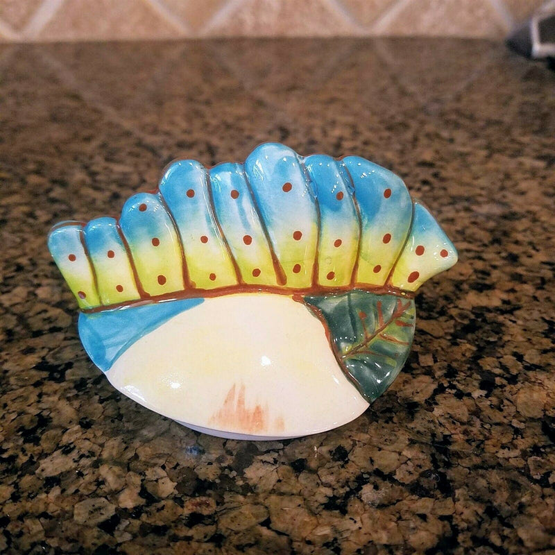 Load image into Gallery viewer, Miss Lorelei Teapot Ceramic Flower Kissy Fish Embossed Tea Pot Blue Sky Goldminc