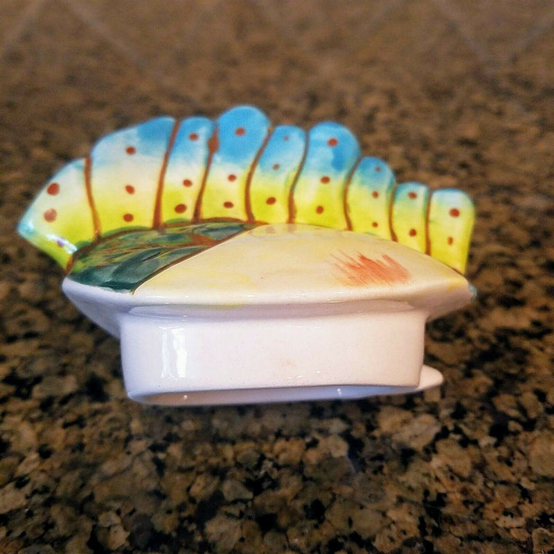 Load image into Gallery viewer, Miss Lorelei Teapot Ceramic Flower Kissy Fish Embossed Tea Pot Blue Sky Goldminc