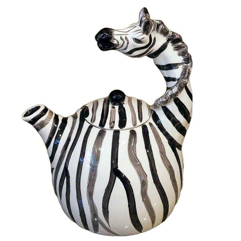Load image into Gallery viewer, Zebra Safari Animal Teapot Animal Ceramics Tea Pot by Blue Sky Heather Goldminc