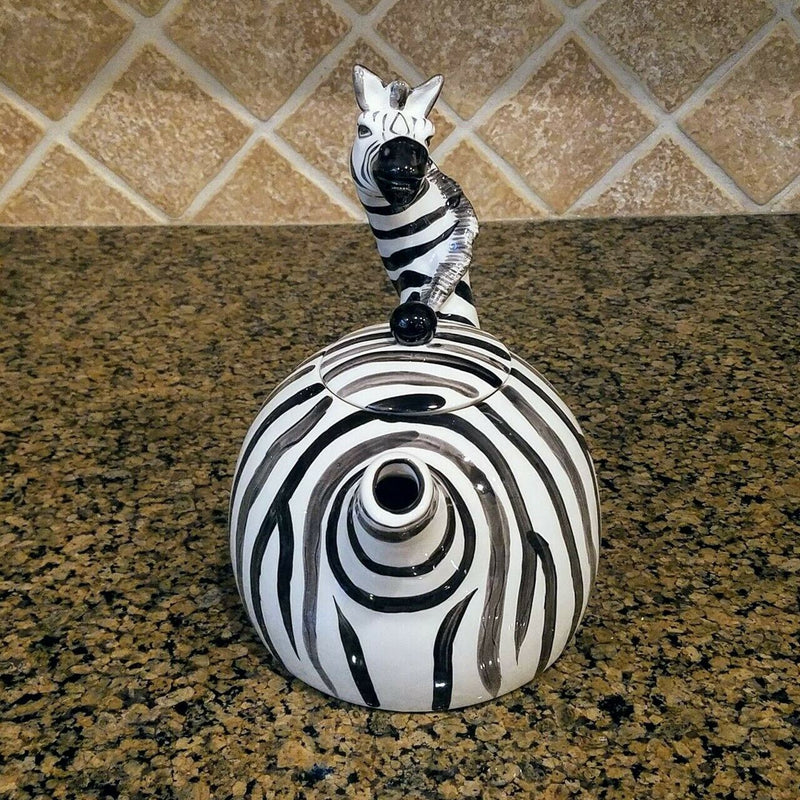 Load image into Gallery viewer, Zebra Safari Animal Teapot Animal Ceramics Tea Pot by Blue Sky Heather Goldminc
