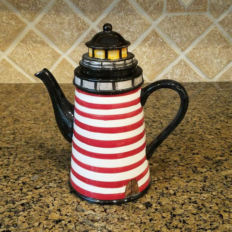 Load image into Gallery viewer, Beacon Lighthouse Teapot Kitchen Decorative Collectable Beach Home Art Goldminc