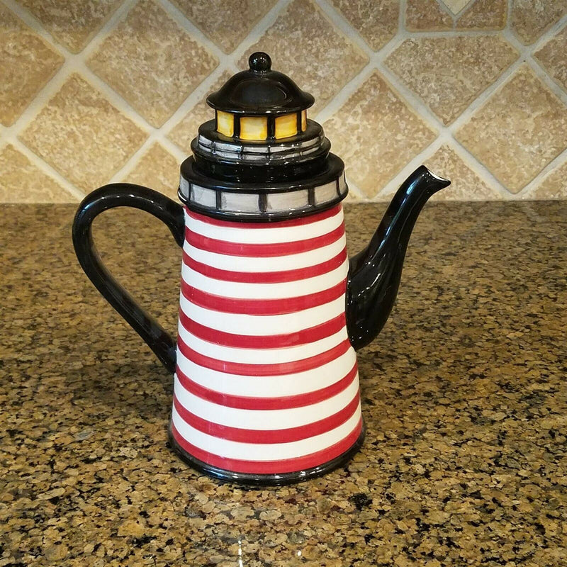 Load image into Gallery viewer, Beacon Lighthouse Teapot Kitchen Decorative Collectable Beach Home Art Goldminc