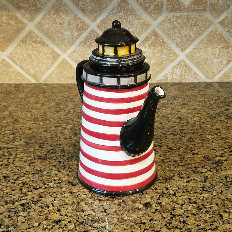 Load image into Gallery viewer, Beacon Lighthouse Teapot Kitchen Decorative Collectable Beach Home Art Goldminc