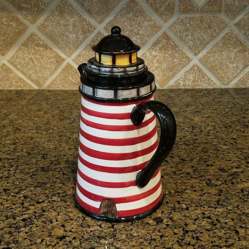 Load image into Gallery viewer, Beacon Lighthouse Teapot Kitchen Decorative Collectable Beach Home Art Goldminc