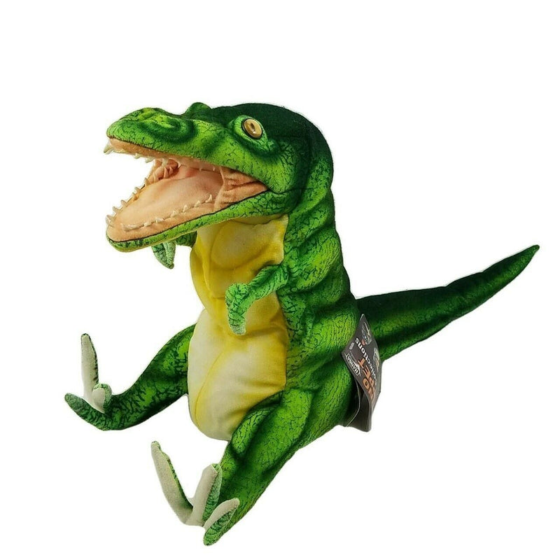 Load image into Gallery viewer, T Rex Neon Green Dinosaur Hand Puppet Doll Hansa Real Looking Plush Learning Toy