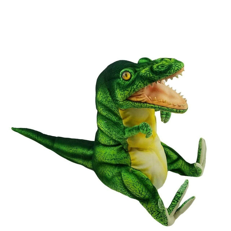 Load image into Gallery viewer, T Rex Neon Green Dinosaur Hand Puppet Doll Hansa Real Looking Plush Learning Toy