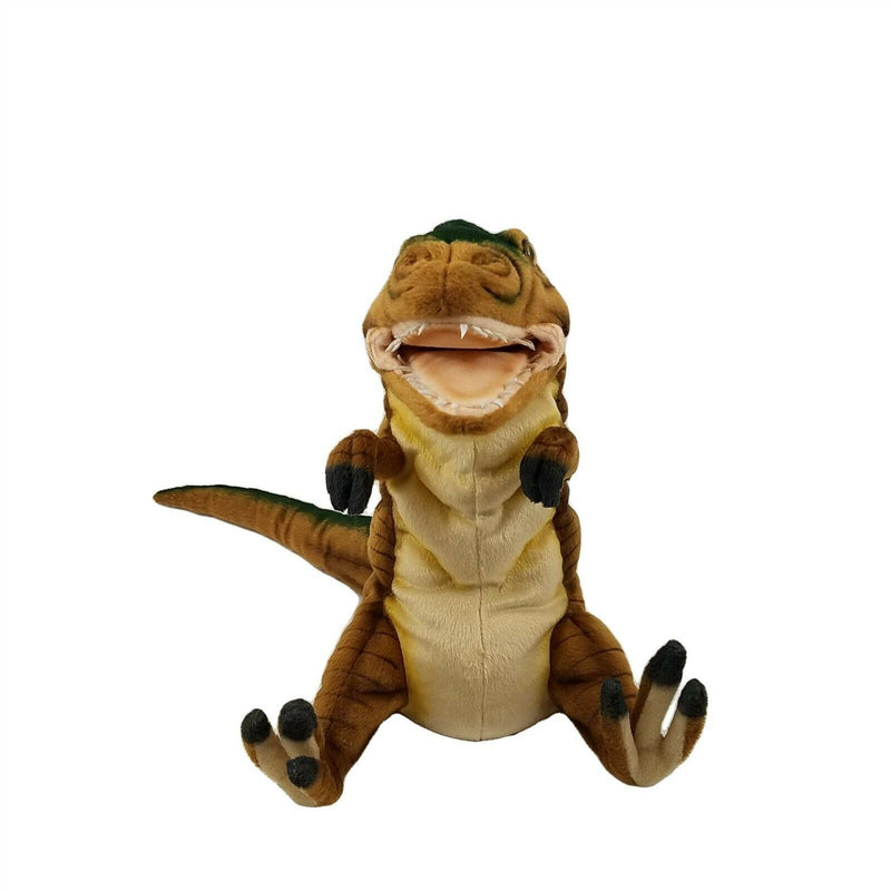 Load image into Gallery viewer, T Rex Brown Dinosaur Hand Puppet Doll Hansa Real Looking Plush Learning Toy
