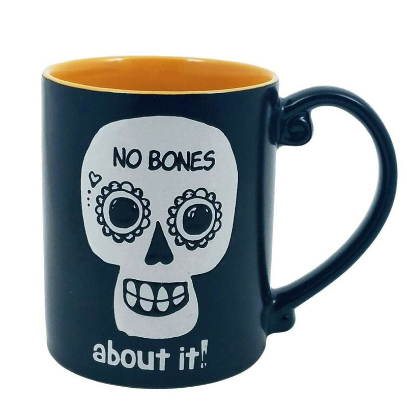 Load image into Gallery viewer, Halloween Coffee Mug Cup Skull Head Orange and Black Pen Pencil Plant Holder
