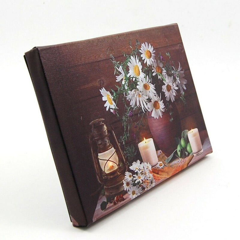 Load image into Gallery viewer, Daisies in Vase and Candles LED Light Up Lighted Canvas Wall or Tabletop Picture