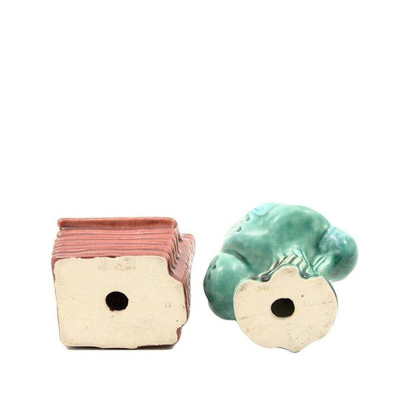Load image into Gallery viewer, Log Cabin and Tree Salt and Pepper Shakers Red and Green Ceramic