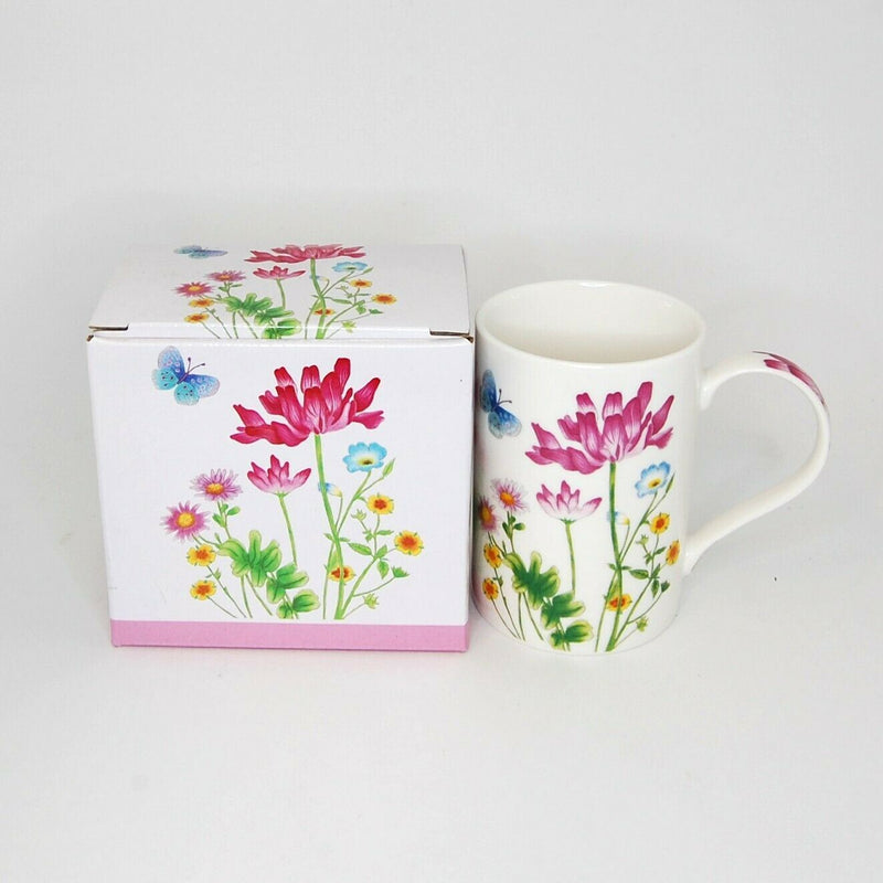 Load image into Gallery viewer, Floral Flowers and Butterflies Coffee Mug Glass Tea Cup with Gift Box