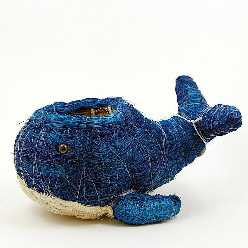 Load image into Gallery viewer, Baby Whale Flower Pot Blue and White Coco Coir Animal Succulent Plant Holder