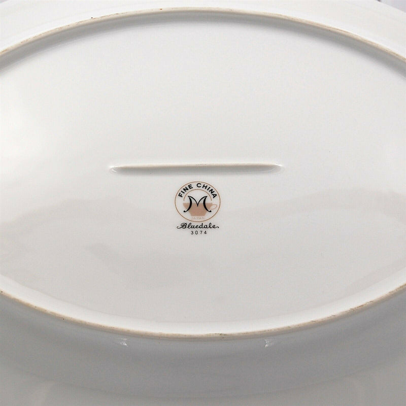 Load image into Gallery viewer, Bluedale Oval Serving Platter 14" Ceramic Blue White Flowers by Fine China Japan