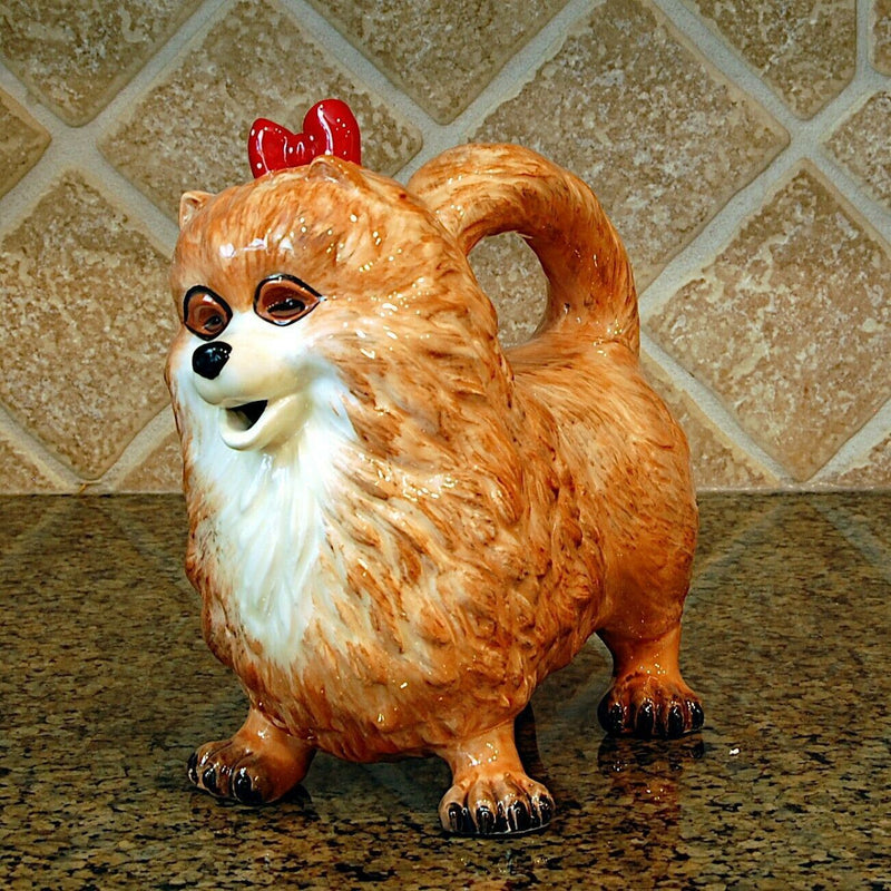 Load image into Gallery viewer, Whitney Pomeranian Pom Dog Teapot Ceramics Animal Décor by Blue Sky Clayworks