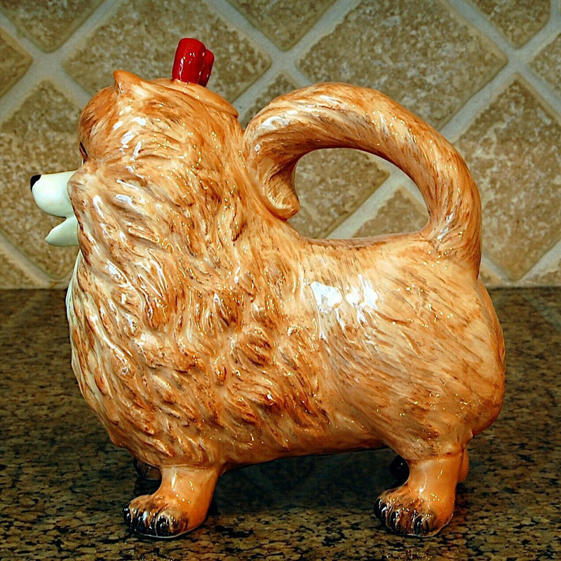 Load image into Gallery viewer, Whitney Pomeranian Pom Dog Teapot Ceramics Animal Décor by Blue Sky Clayworks