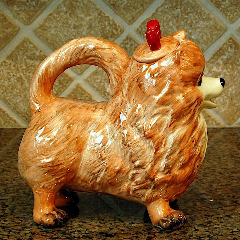 Load image into Gallery viewer, Whitney Pomeranian Pom Dog Teapot Ceramics Animal Décor by Blue Sky Clayworks