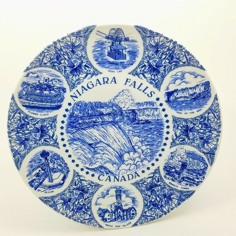Load image into Gallery viewer, Beautiful Vintage 10” Souvenir of Niagara Falls Plate Earthenware flow blue