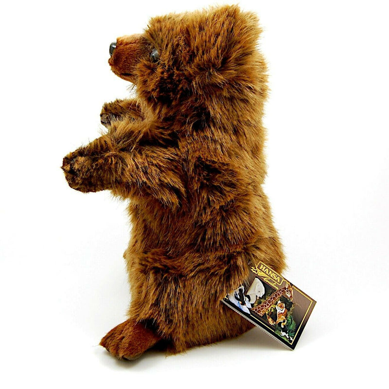 Load image into Gallery viewer, Brown Bear Hand Puppet Fully Body Doll by Hansa Real Looking Plush Learning Toy