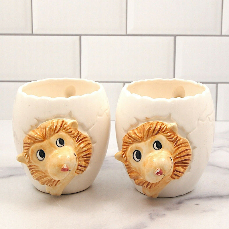 Load image into Gallery viewer, Egg Jokes Lion Coffee Mugs Set of 2 Tea Cups Ceramic by Sigma Tastesetter