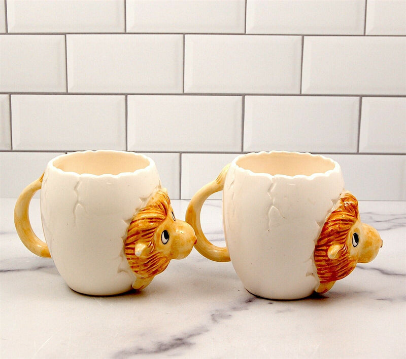 Load image into Gallery viewer, Egg Jokes Lion Coffee Mugs Set of 2 Tea Cups Ceramic by Sigma Tastesetter