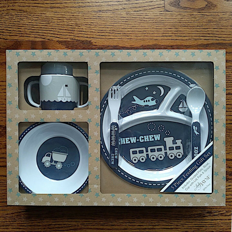 Load image into Gallery viewer, Lady Jayne Feeding Gift Set Train Airplane Boat BPA Free Melamine for Girl Boy
