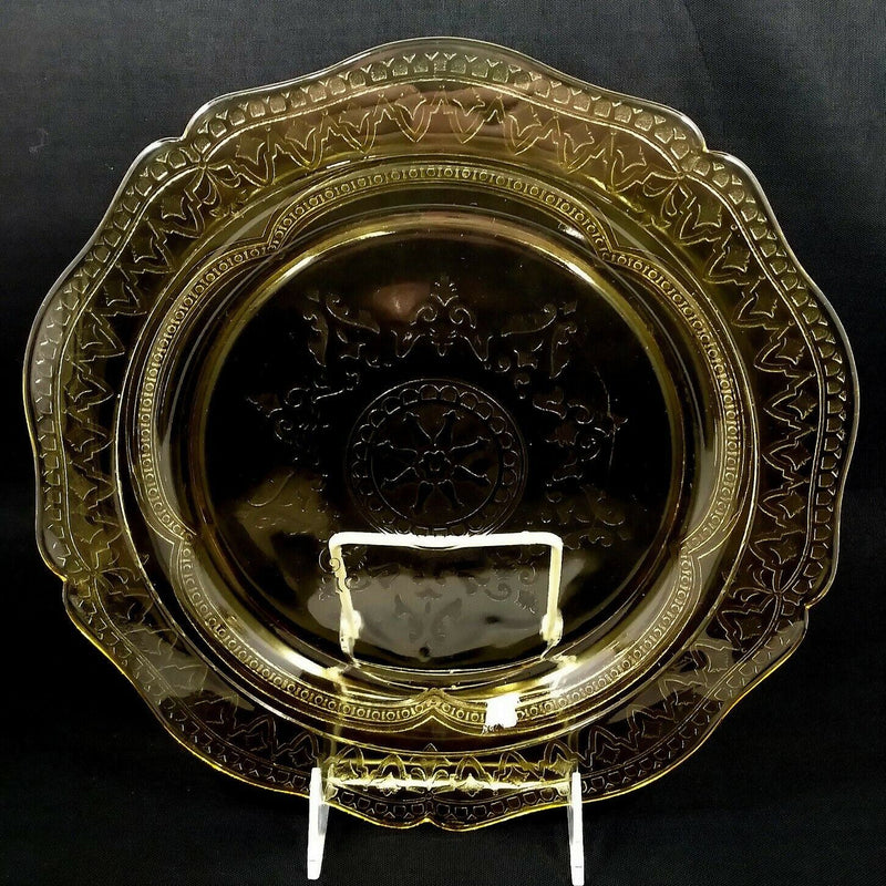 Load image into Gallery viewer, Federal Patrician Amber Yellow Depression Glass Square Dinner Plate 1930's