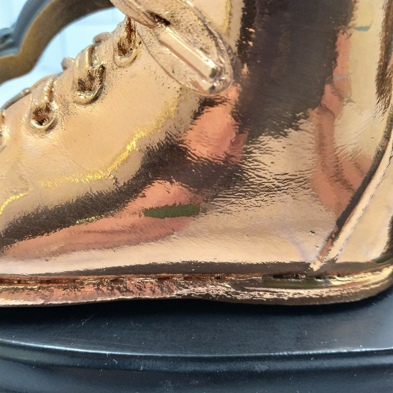 Load image into Gallery viewer, Baby Shoe Bookends Vintage Bronzed Metal Copper Dipped Pair Child Toddler Bootie