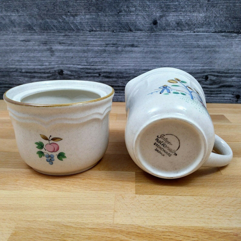 Load image into Gallery viewer, Heartland International China Cream and Sugar Set Farm Scene Tan Trim