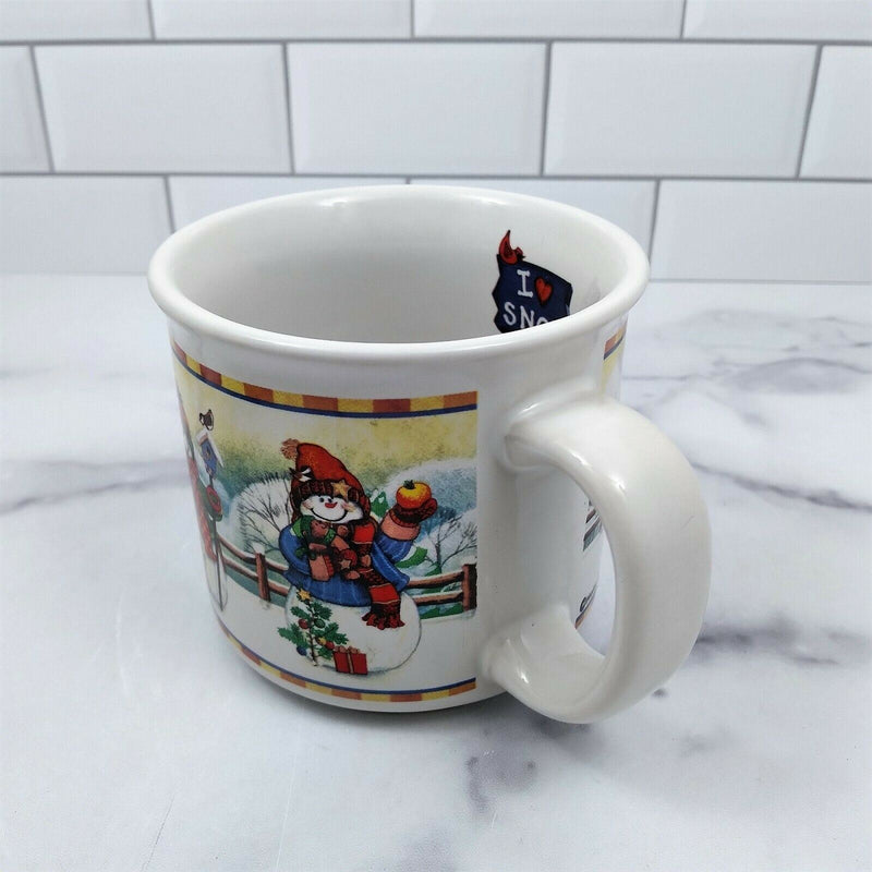 Load image into Gallery viewer, I Heart Snow Coffee Mugs with Snowman Set of 2 Ceramic Tea Cups