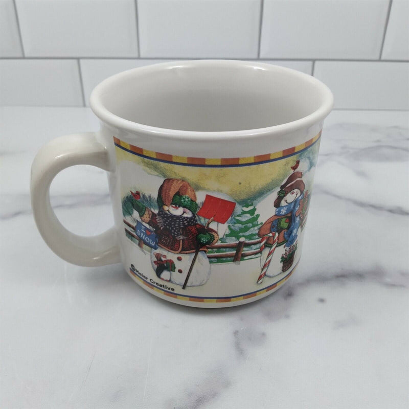 Load image into Gallery viewer, I Heart Snow Coffee Mugs with Snowman Set of 2 Ceramic Tea Cups