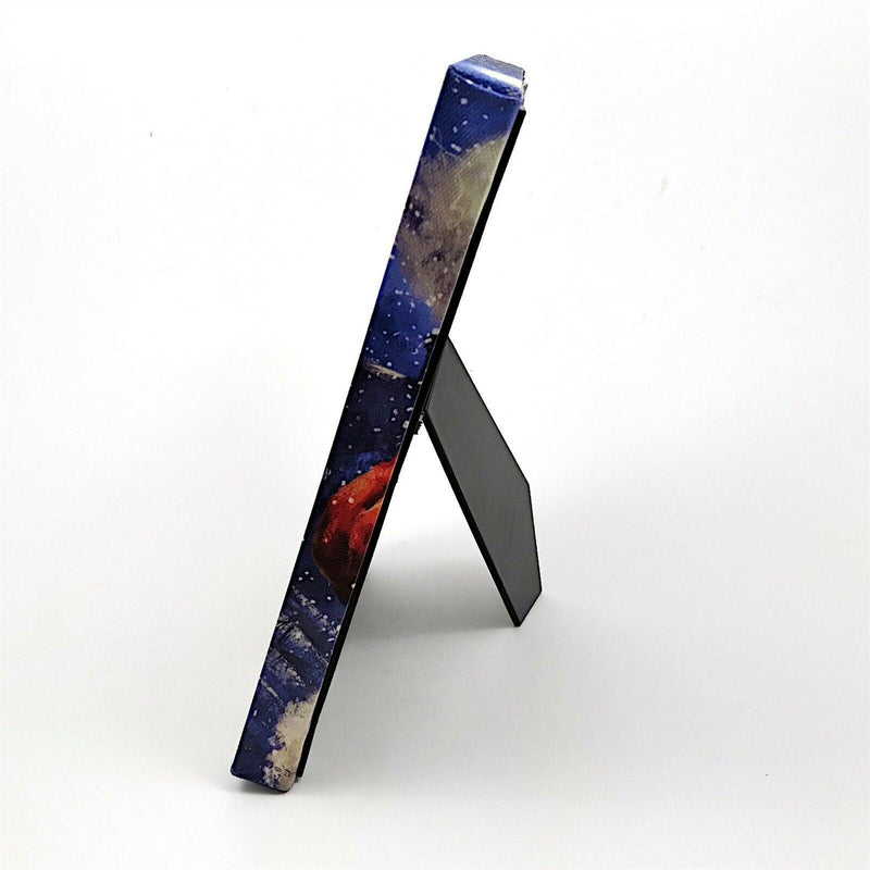 Load image into Gallery viewer, LED Lit Tabletop Picture Art of Santa Claus Winter Scene Kris Kringle with Pack