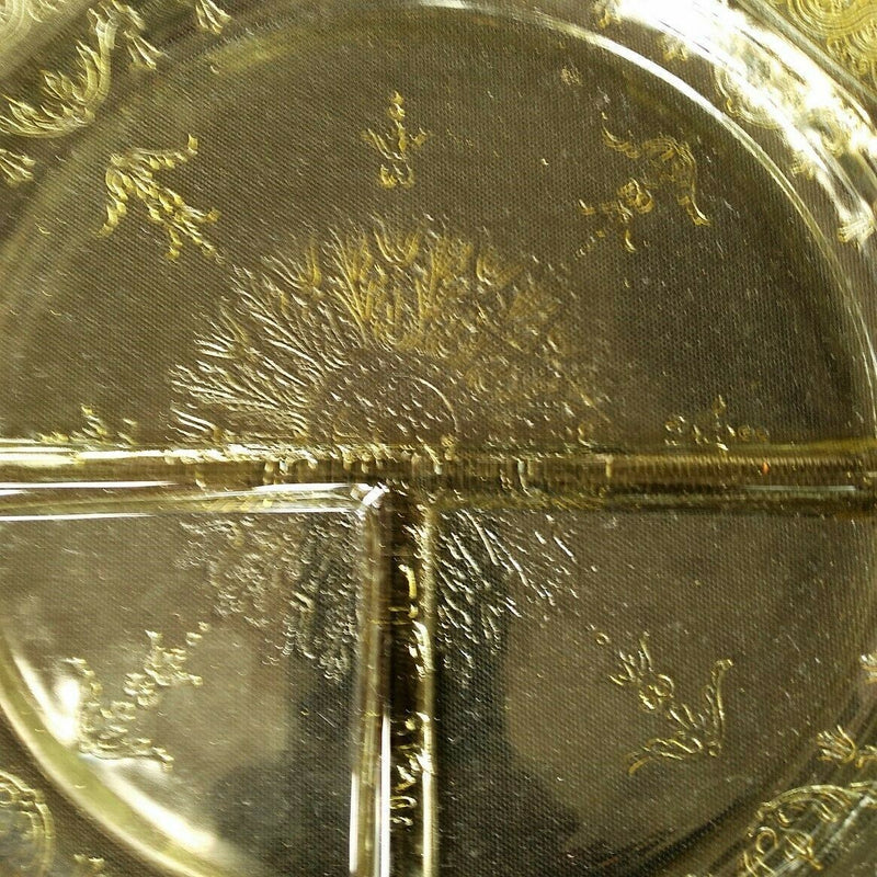 Load image into Gallery viewer, Anchor Hocking Depression Glass Set of 2 Divided Grill Plate Princess Amber 10"