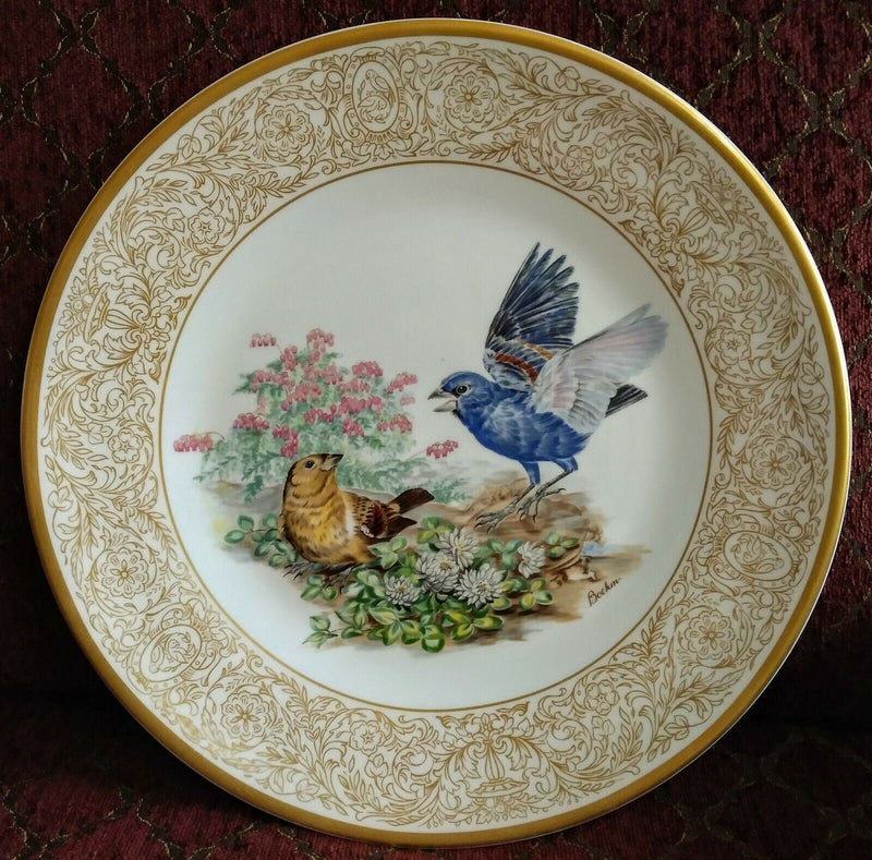 Load image into Gallery viewer, Boehm Plate Woodland Birds of America Blue Grosbeak w Bleeding Heart 10 5/8"