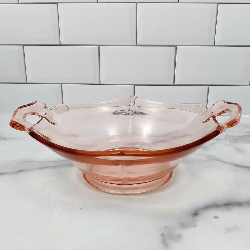 Load image into Gallery viewer, Vintage Pink Depression Glass Candy Dish with handles