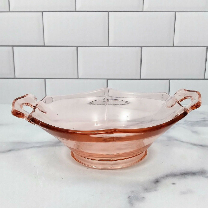Load image into Gallery viewer, Vintage Pink Depression Glass Candy Dish with handles