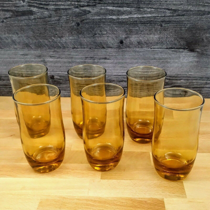 Load image into Gallery viewer, 60s Mid Century Modern Set of 6 Amber Glass Tumblers