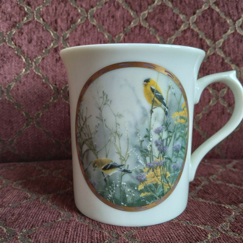 Load image into Gallery viewer, Golden Splendor Finches Tea Cup Catherine McClung Lenox 1992 Ceramic Coffee Mug