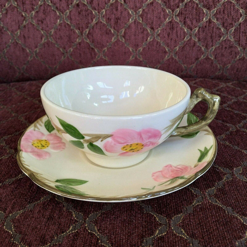 Load image into Gallery viewer, Franciscan Desert Rose Tea Cup and Saucer Set of 4 Coffee Mugs USA Brown Mark