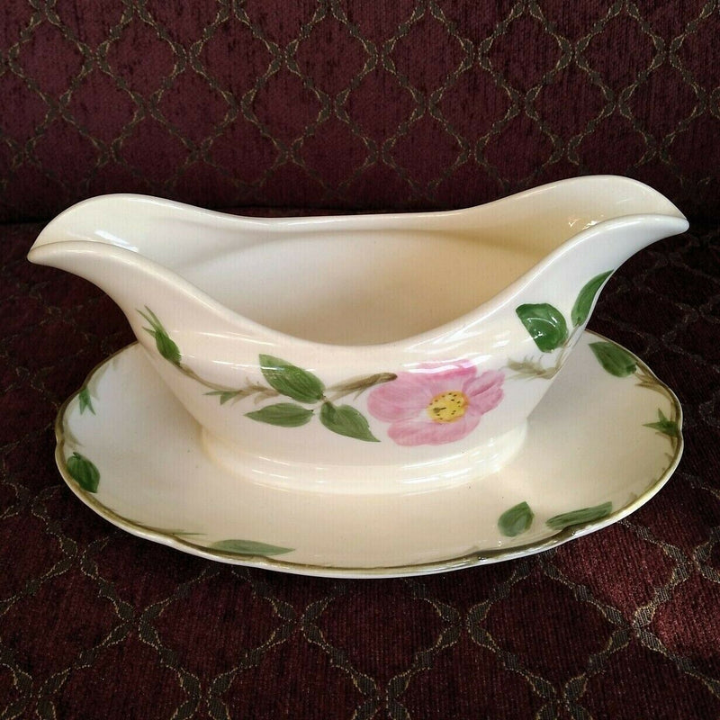 Load image into Gallery viewer, Franciscan Desert Rose Gravy Boat with Under Plate Double Spout Sauce Bowl USA