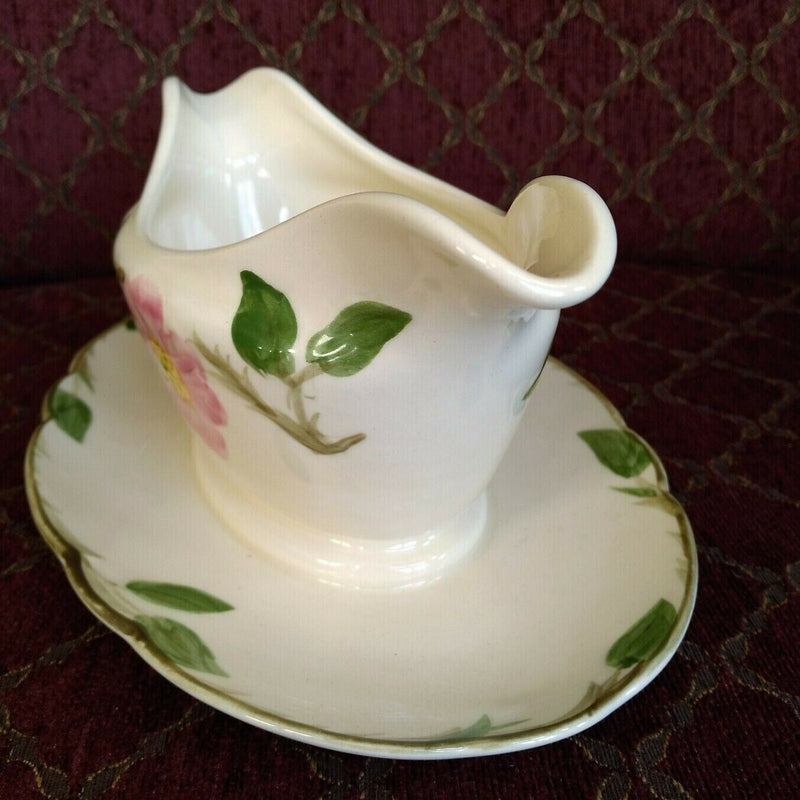 Load image into Gallery viewer, Franciscan Desert Rose Gravy Boat with Under Plate Double Spout Sauce Bowl USA
