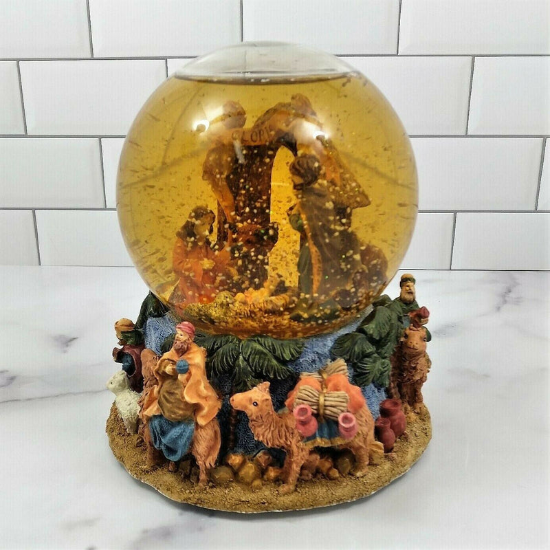 Load image into Gallery viewer, Nativity Scene Musical Snow Globe 7” Tall