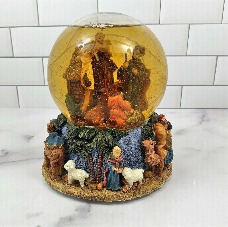 Load image into Gallery viewer, Nativity Scene Musical Snow Globe 7” Tall