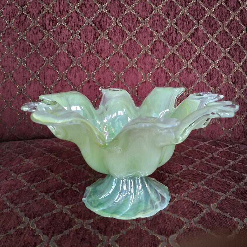 Load image into Gallery viewer, Lavorazione Arte Murano Glass Splash Bowl Sea Foam Green Italy 8” Dish