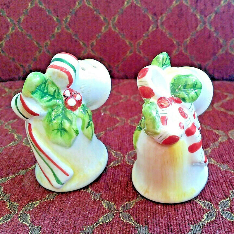 Load image into Gallery viewer, Christmas Holiday Bells Salt And Pepper Shakers With Striped Bows